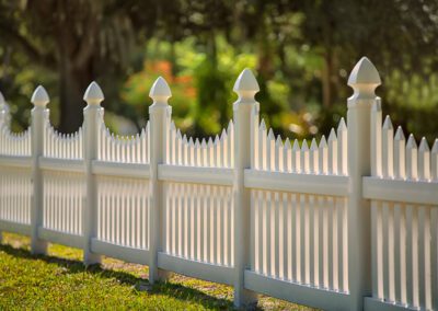 White Scalloped Vinyl Picket Fence